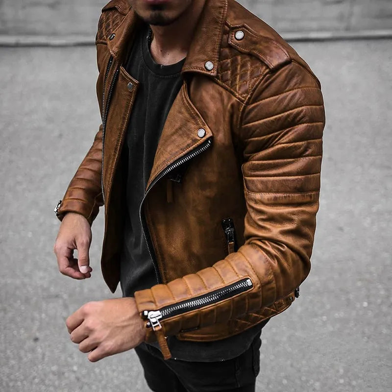 Leren Bikerjas - Heren - Echt Leder - Bikerlook - Urban Jas