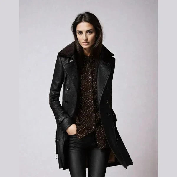 Leren Trenchcoat - Dames - Lang - Elegante Mantel - Vista