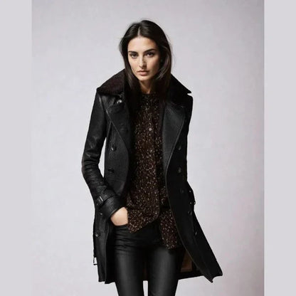 Leren Trenchcoat - Dames - Lang - Elegante Mantel - Vista